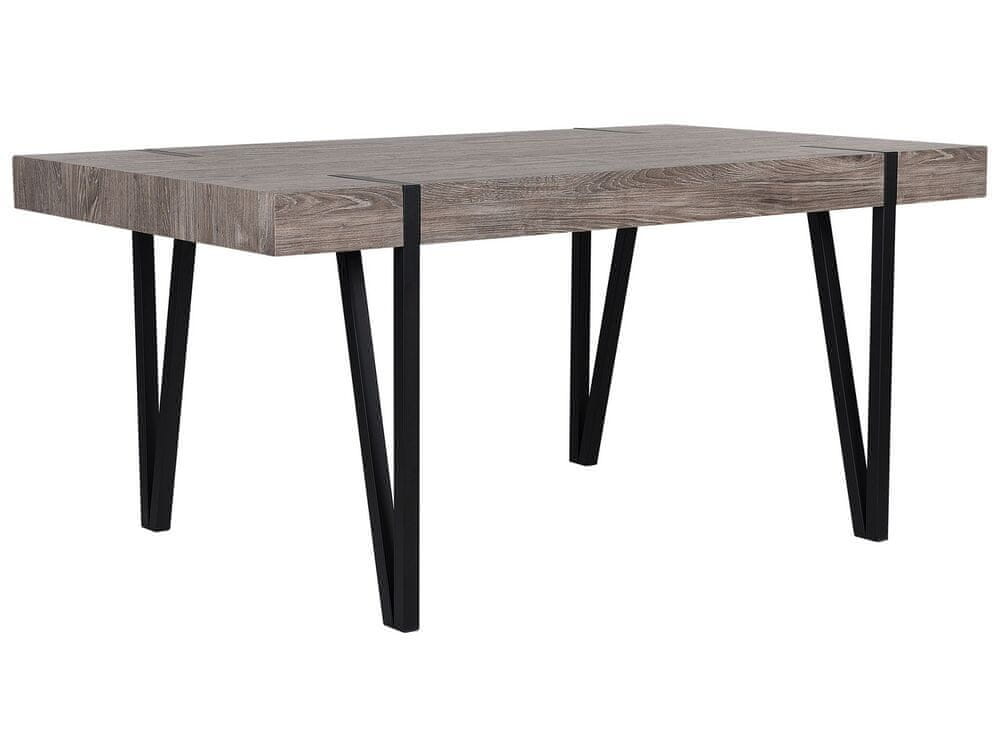 Beliani Jedálenský stôl 150 x 90 cm tmavé drevo/čierna ADENA